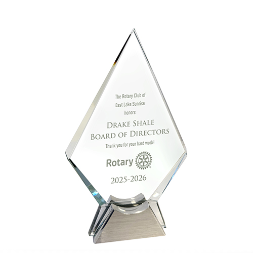 Rotary Starfire Award With Brushed Silver Base